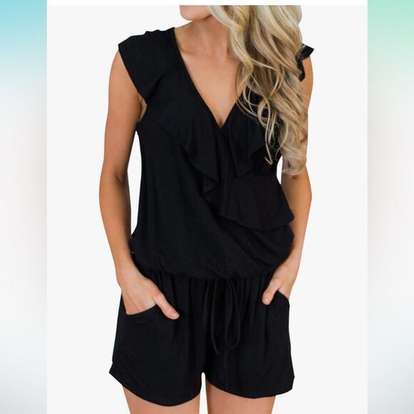 MIROL Women's Wrap V- Neck Loungewear Romper - Picture 2 of 7